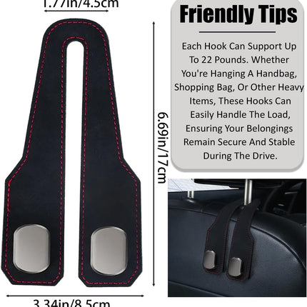 Car Headrest Hook, Car Wallet Hook, Car Seat Backrest Storage Hook, Car Hook for Headrest Wallet and Bag (2 Black)
