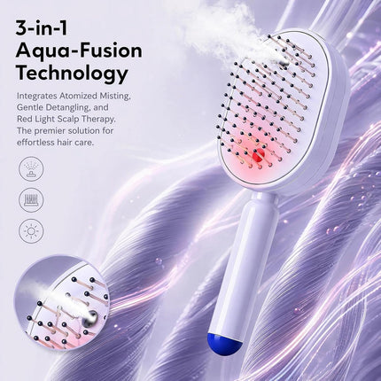 2026 New Electric Spray Air Cushion Massage Comb,3 in 1 Self-Clean Detangling Brush, Restores Silky Shine for Dry & Frizzy Hair, Premium Hair Care Tool for Women