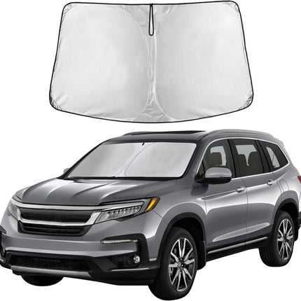Car Windshield Sunshade | Blocks 99% Heat & Keeps Interior Cool | Universal Fits Cars, Suvs, Trucks | Automotive Sun Screen, Visor & Car Accessories for Summer | Medium (64X32 Inches)