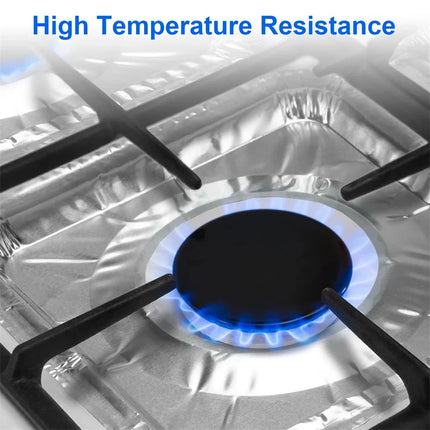50-Piece Disposable Aluminum Gas Stove Burner Covers, 9" Square Heat-Resistant Protectors, Thick Top Liner for Kitchen Safety