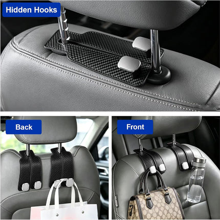 Car Purse Hook, 4-Pack Leather Headrest Hooks for Car
