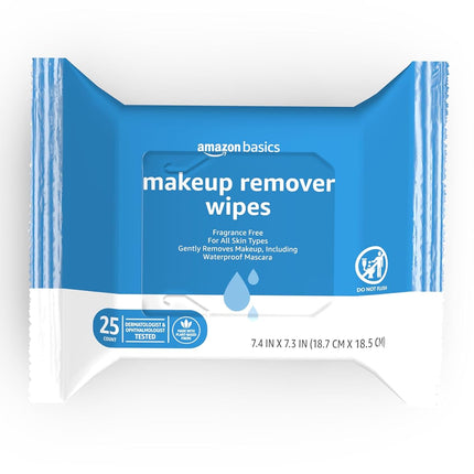 Makeup Remover Wipes, Formulated without Fragrance and Alcohol-Free, Gentle Cleansing, Removes Waterproof Mascara, Dermatologist Tested, 25 Count, Pack of 2
