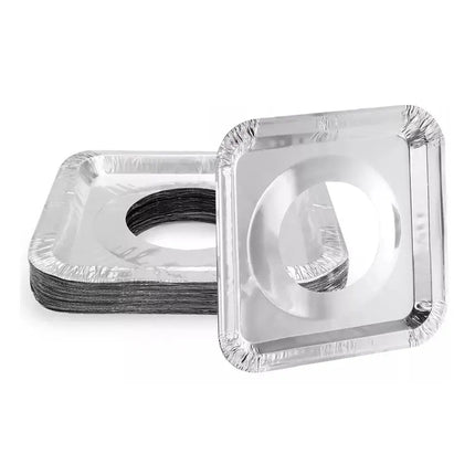50-Piece Disposable Aluminum Gas Stove Burner Covers, 9" Square Heat-Resistant Protectors, Thick Top Liner for Kitchen Safety