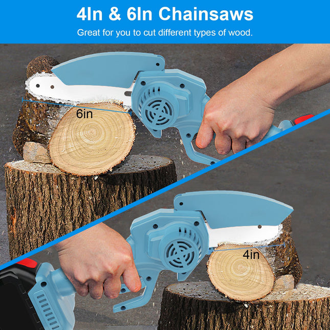 1Pc Electric Mini Chainsaw1Pc  Portable Handheld Cordless Small Chain Saw Battery Powered With 2Pcs 2200mAh Rechargeable Batteries 4in Or 6in Chains For Pruning Trees Wood Cutting