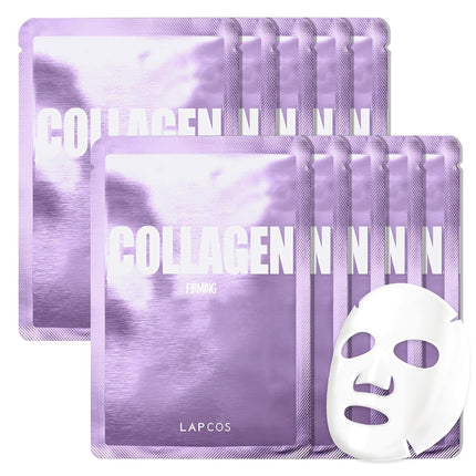 Collagen Sheet Mask, Firming Daily Face Mask with Collagen Peptides for Anti-Aging, Helps to Minimize Wrinkles, Restores Skin Elasticity & Firmness, Hydrating, Korean Beauty, 5-Pack