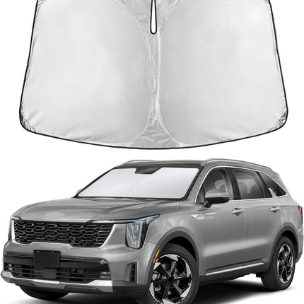 Car Windshield Sunshade | Blocks 99% Heat & Keeps Interior Cool | Universal Fits Cars, Suvs, Trucks | Automotive Sun Screen, Visor & Car Accessories for Summer | Medium (64X32 Inches)