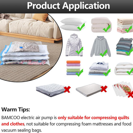 Electric Pump for Vacuum Storage Bags Travel Vacuum Pump for Various Vacuum Seal Bags Portable Vacpack Air Pump for Compression Clothing Blanket Luggage White(Storage Bag Not Included)