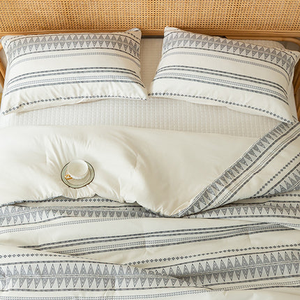 Ultra-Soft Boho Comforter Sets, Lightweight Brushed Microfiber Bohemian Chic Striped  Bedding Quilt Down Comforter Pillowsham