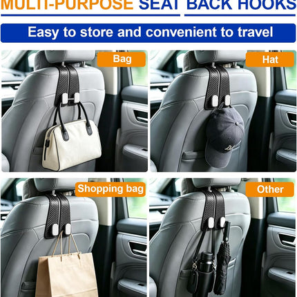 Car Purse Hook, 4-Pack Leather Headrest Hooks for Car