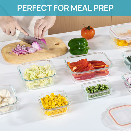7 Pack Glass Food Storage Containers, Meal Prep, Airtight Bento Boxes with Leak Proof Locking Lids,Colorful