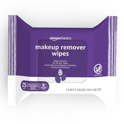 Makeup Remover Wipes, Formulated without Fragrance and Alcohol-Free, Gentle Cleansing, Removes Waterproof Mascara, Dermatologist Tested, 25 Count, Pack of 2