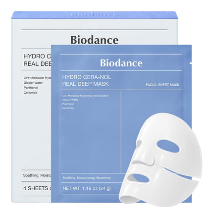 Bio-Collagen Real Deep Mask, Hydrating Overnight Hydrogel Face Mask, Pore Minimizing, Elasticity, Plumping, Travel Essentials & Self Care Gifts for Women, Korean Skin Care | 1.19Oz(34G) X 4Ea