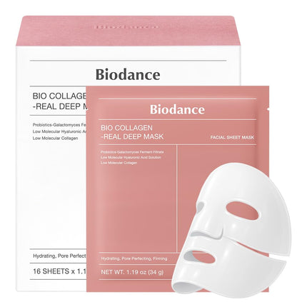 Bio-Collagen Real Deep Mask, Hydrating Overnight Hydrogel Face Mask, Pore Minimizing, Elasticity, Plumping, Travel Essentials & Self Care Gifts for Women, Korean Skin Care | 1.19Oz(34G) X 4Ea