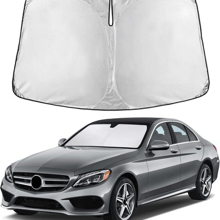 Car Windshield Sunshade | Blocks 99% Heat & Keeps Interior Cool | Universal Fits Cars, Suvs, Trucks | Automotive Sun Screen, Visor & Car Accessories for Summer | Medium (64X32 Inches)