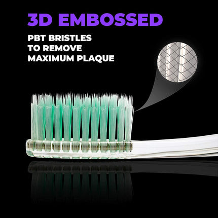 Toothbrush Soft, Silver & Jade Flossing Bristles (Pack of 8) Colors May Vary