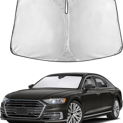 Car Windshield Sunshade | Blocks 99% Heat & Keeps Interior Cool | Universal Fits Cars, Suvs, Trucks | Automotive Sun Screen, Visor & Car Accessories for Summer | Medium (64X32 Inches)