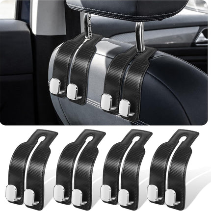 Car Purse Hook, 4-Pack Leather Headrest Hooks for Car