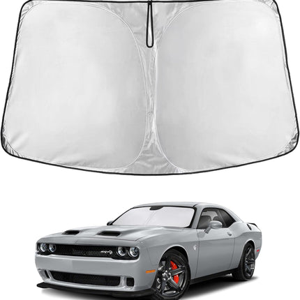 Car Windshield Sunshade | Blocks 99% Heat & Keeps Interior Cool | Universal Fits Cars, Suvs, Trucks | Automotive Sun Screen, Visor & Car Accessories for Summer | Medium (64X32 Inches)