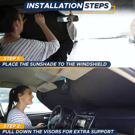 Car Windshield Sunshade | Blocks 99% Heat & Keeps Interior Cool | Universal Fits Cars, Suvs, Trucks | Automotive Sun Screen, Visor & Car Accessories for Summer | Medium (64X32 Inches)