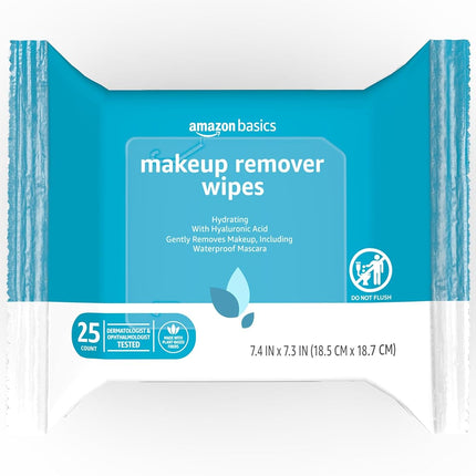 Makeup Remover Wipes, Formulated without Fragrance and Alcohol-Free, Gentle Cleansing, Removes Waterproof Mascara, Dermatologist Tested, 25 Count, Pack of 2