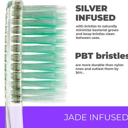 Toothbrush Soft, Silver & Jade Flossing Bristles (Pack of 8) Colors May Vary
