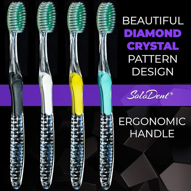 Toothbrush Soft, Silver & Jade Flossing Bristles (Pack of 8) Colors May Vary