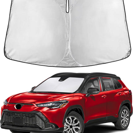 Car Windshield Sunshade | Blocks 99% Heat & Keeps Interior Cool | Universal Fits Cars, Suvs, Trucks | Automotive Sun Screen, Visor & Car Accessories for Summer | Medium (64X32 Inches)