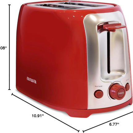2-Slice Toaster with Wide Slots, 6 Browning Settings, and Crumb Tray, Red