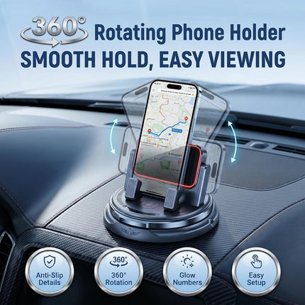 Revolutionary 360° Car Phone Holder - 2026 Non-Slip Dashboard Mount for Ultimate Navigation and Viewing (Set of 2)