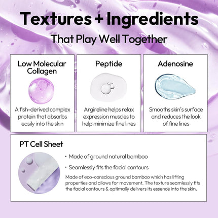 Collagen Sheet Mask, Firming Daily Face Mask with Collagen Peptides for Anti-Aging, Helps to Minimize Wrinkles, Restores Skin Elasticity & Firmness, Hydrating, Korean Beauty, 5-Pack