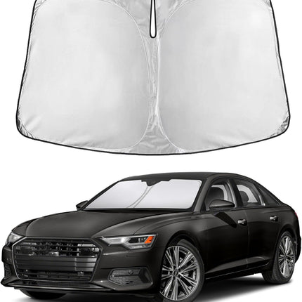 Car Windshield Sunshade | Blocks 99% Heat & Keeps Interior Cool | Universal Fits Cars, Suvs, Trucks | Automotive Sun Screen, Visor & Car Accessories for Summer | Medium (64X32 Inches)