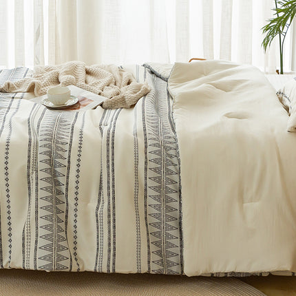 Ultra-Soft Boho Comforter Sets, Lightweight Brushed Microfiber Bohemian Chic Striped  Bedding Quilt Down Comforter Pillowsham