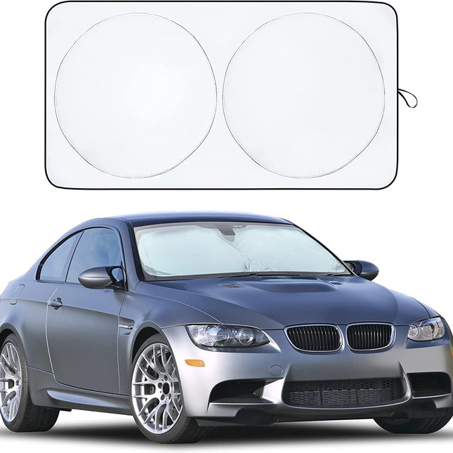 Car Windshield Sunshade | Blocks 99% Heat & Keeps Interior Cool | Universal Fits Cars, Suvs, Trucks | Automotive Sun Screen, Visor & Car Accessories for Summer | Medium (64X32 Inches)