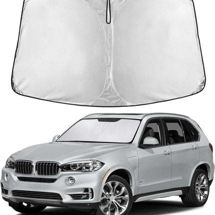 Car Windshield Sunshade | Blocks 99% Heat & Keeps Interior Cool | Universal Fits Cars, Suvs, Trucks | Automotive Sun Screen, Visor & Car Accessories for Summer | Medium (64X32 Inches)