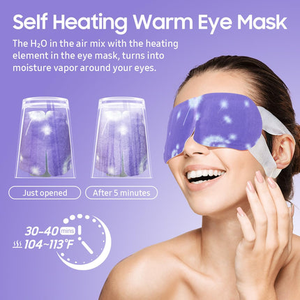 Steam Eye Mask, 30 Packs Heated Eye Mask, Self Heating Disposable SPA Warm Compress for Eyes （Lavender & Unscented & Tea Tree）