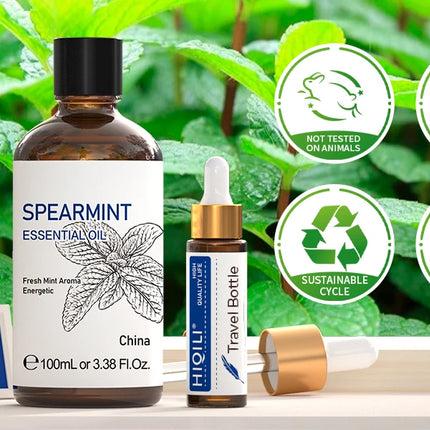 HIQILI Spearmint Vanilla Rose Cinnamon Lemon Essential Oils,100ML Pure Oil for Diffuser,  Humidifier, Massage Muscle Relief Bath