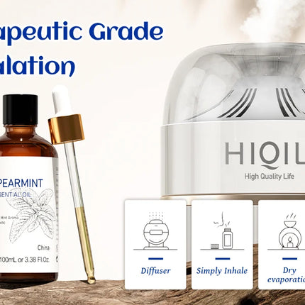 HIQILI Spearmint Vanilla Rose Cinnamon Lemon Essential Oils,100ML Pure Oil for Diffuser,  Humidifier, Massage Muscle Relief Bath