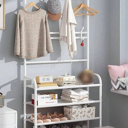 Multifunctional Shoe and Hat Rack, Freestanding Coat Rack with Storage for Home