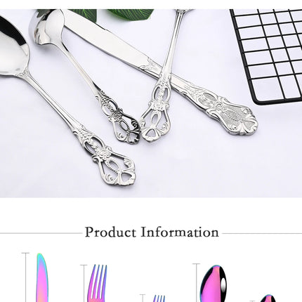 Royal Flatware Cutlery Set Silver Stainless Steel Dinnerware Western KnifeTea Spoon Fork Silverware Tableware Kitchen Set
