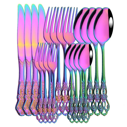 Royal Flatware Cutlery Set Silver Stainless Steel Dinnerware Western KnifeTea Spoon Fork Silverware Tableware Kitchen Set