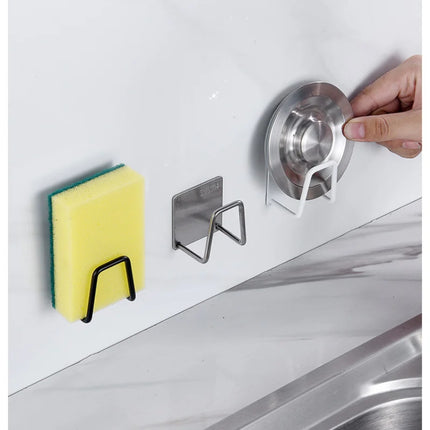 Kitchen Sponge Racks Self Adhesive Sink Sponges Drain Drying Rack Holders Stainless Steel Wall Hooks Home Storage Hook Organizer