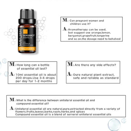 MAYJAM 10ml Essential Oils For Humidifier Diffuser Scented Candle Handmade Soap Air Freshener Lavender Peppermint Lemon