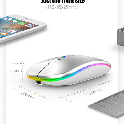 Wireless Mouse Rechargeable Silent LED Backlit Mice PC Laptop Computer Mous 2.4Ghz Receiver Bluetooth Dual Mode Optical Mice