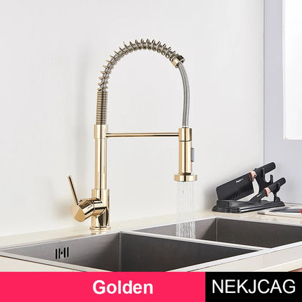 Nekjcag Matte Black Kitchen Sink Faucet 360 Degree Rotation Spring Hot and Cold Water MixerTap Deck Mounted Kitchen Crane