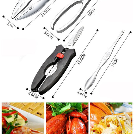 6Pcs Stainless Steel Crab Forks Set Crab Pliers Shellfish Fruit Forks Lobster Clamp Pliers Clip Kitchen Gadgets Seafood Tools