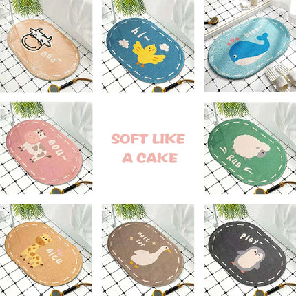 Cartoon Animals Bath Mats Soft Cute Rugs Home Entrance Doormats Bedroom Carpets Bathroom Door Mat Absorbent Non-Slip Foot Pad
