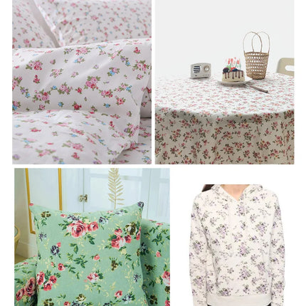 140x50/200cm Small Floral Print Ribbed Stretch Knit Fabric For Sewing Clothes，Bedding, Dress Handmade DIY Fabric TJ1593