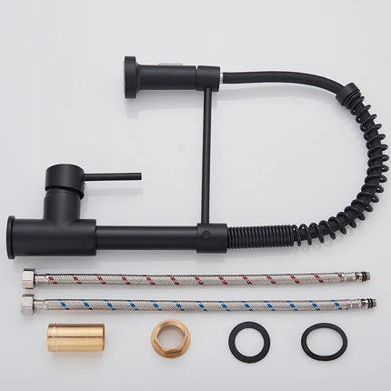 Nekjcag Matte Black Kitchen Sink Faucet 360 Degree Rotation Spring Hot and Cold Water MixerTap Deck Mounted Kitchen Crane