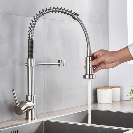 Nekjcag Matte Black Kitchen Sink Faucet 360 Degree Rotation Spring Hot and Cold Water MixerTap Deck Mounted Kitchen Crane