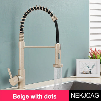 Nekjcag Matte Black Kitchen Sink Faucet 360 Degree Rotation Spring Hot and Cold Water MixerTap Deck Mounted Kitchen Crane